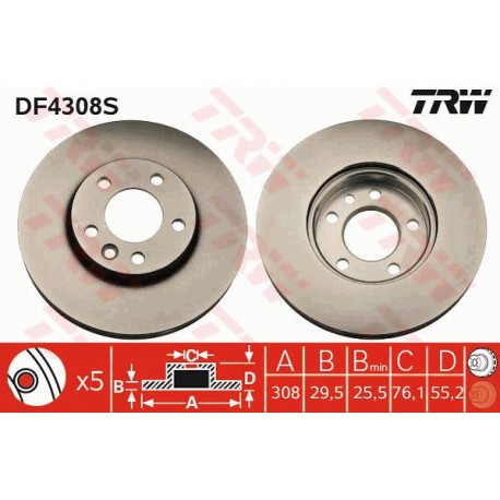 Tarcze hamulcowe przód  TRW DF4308S