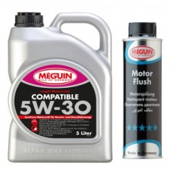 Zestaw olej Meguin Compatible SAE 5W-30 5L + Motor flush
