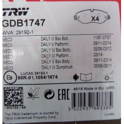 Klocki hamulcowe TRW GDB1747