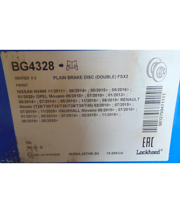 Tarcze hamulcowe przód DELPHI BG4328 - komplet dwóch tarcz