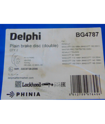 Tarcze hamulcowe tył DELPHI BG4787 - komplet dwóch tarcz