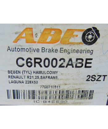 Bęben hamulcowy TYŁ - ABE C6R002ABE - komplet 2 sztuki