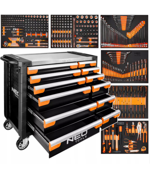 SZAFKA NARZĘDZIOWA Z WYPOSAŻENIEM PRO 359 EL. 12 SZUFLAD NEO TOOLS