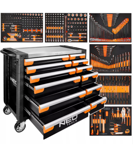 SZAFKA NARZĘDZIOWA Z WYPOSAŻENIEM PRO 359 EL. 12 SZUFLAD NEO TOOLS