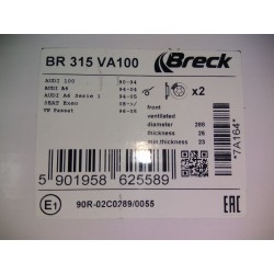 Tarcze hamulcowe BRECK BR315 VA100