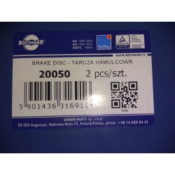 Tarcze hamulcowe ROTINGER 20050